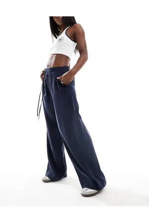 Y.A.S Premium soft touch wide leg pant with tie waist in navy