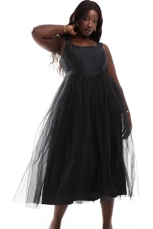 Lace & Beads Drop hem corset maxi dress in