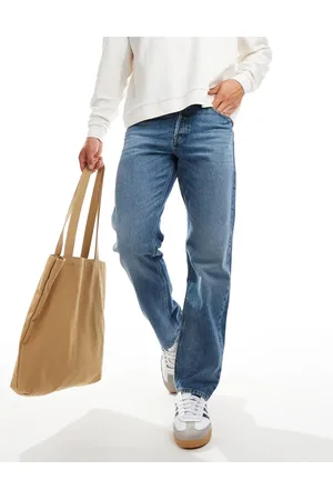 JACK & JONES Chris rigid straight jeans in mid wash