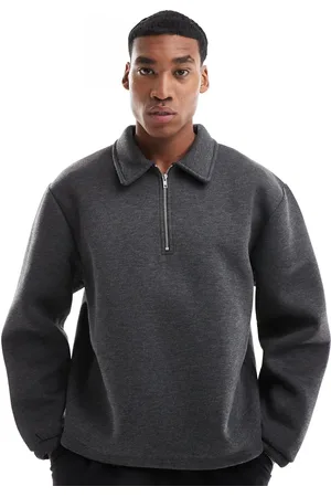 ASOS Oversized scuba half zip sweatshirt in charcoal heather