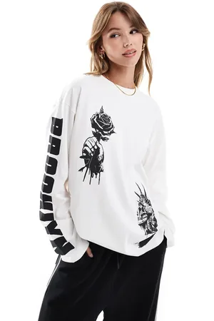 ASOS Long sleeve skater top with brooklyn graphic in