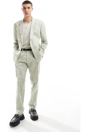 Viggo Oversized suit pants with print in sage