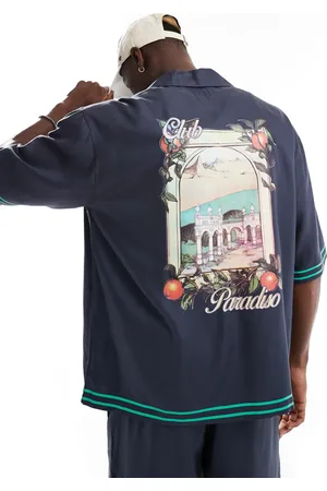 Only & Sons Revere collar shirt with paradiso back print in - part of a set