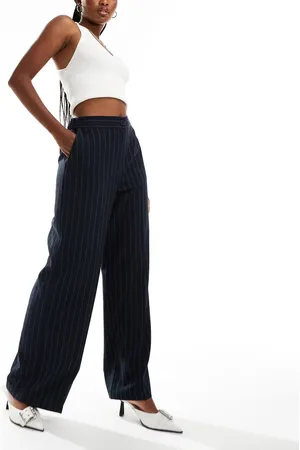 ASOS Tailored wide leg dad pants in stripe
