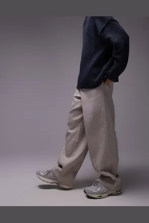 Topman Wide leg textured pants in stone