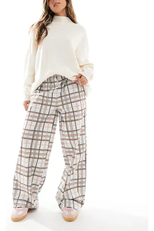 ONLY Pull on wide leg pants in plaid