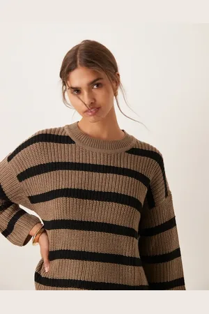JDY Stripe sweater in black and