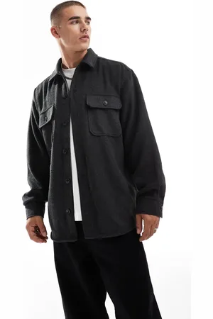 JACK & JONES Heavy brushed twill overshirt in dark gray