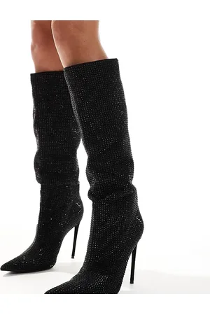 Public Desire Public Desire Lothario Wide Fit Diamante embellished stiletto pointed knee boots