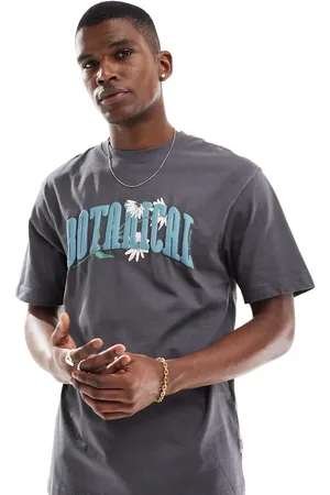 Only & Sons Relaxed T-shirt with Botanical print in dark