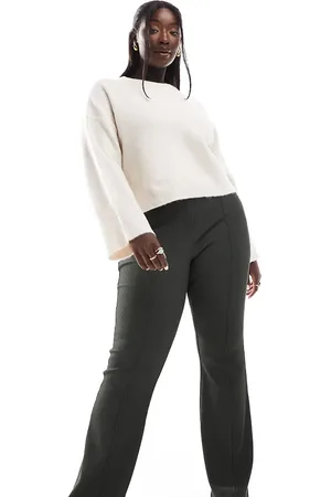 ONLY High waist ribbed flared pants in peat
