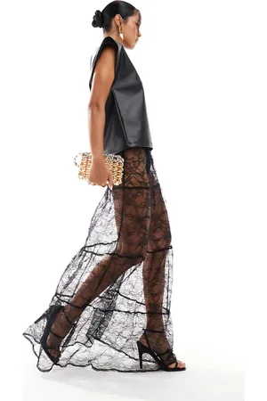 ASOS Tiered lace maxi skirt in