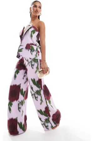 ASOS Wide leg suit pants in blurred floral