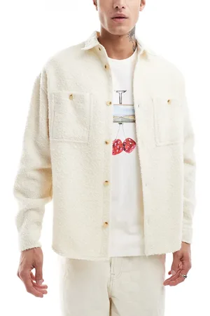 ASOS 90s oversized square collar textured shirt in ecru