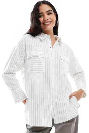 VERO MODA Oversized striped shirt with pockets in