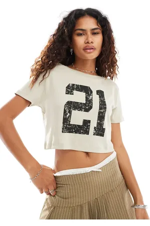 Noisy May Cropped football jersey with 21 print in light
