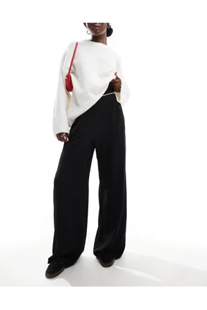 VILA High waisted dad pants with waistband detail in