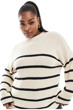 ONLY Round neck striped sweater in stone