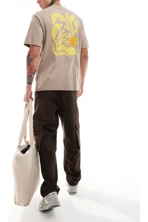 Only & Sons Relaxed T-shirt with floral back print in beige