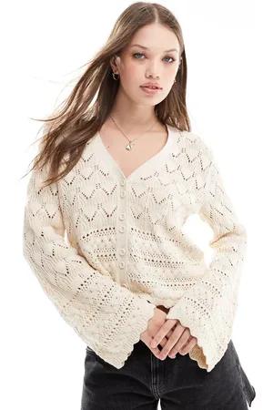 VERO MODA Open knit cardigan in cream