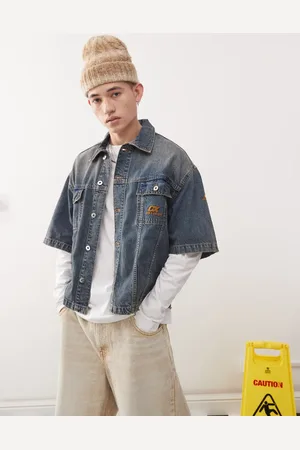 COLLUSION Denim skate shirt in midwash