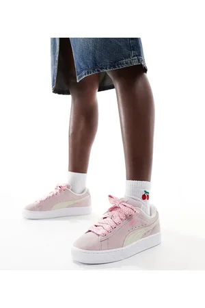 PUMA Suede XL sneakers with lace detail in and cream