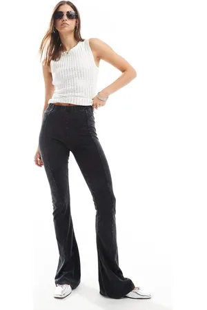 Noisy May Flared jersey pants in acid wash