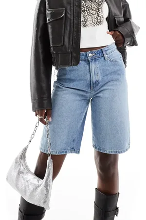 ONLY High waisted denim bermuda shorts in light
