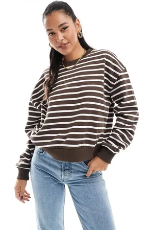 Pull&Bear Oversized stripe sweater in and white