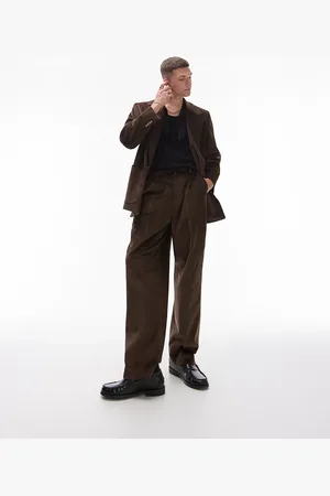 Topman Wide leg cord suit pants in