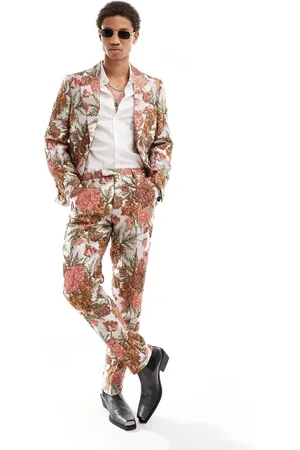 Twisted Tailor Bold floral jacquard slim pants in