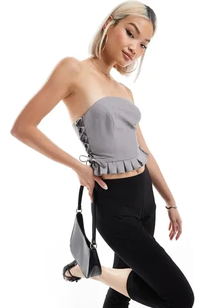 Miss Selfridge Tailored bandeau tie side corset top in