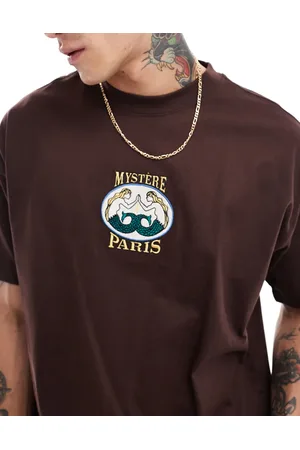 Cotton On Cotton On box fit Paris graphic t-shirt in washed chocolate