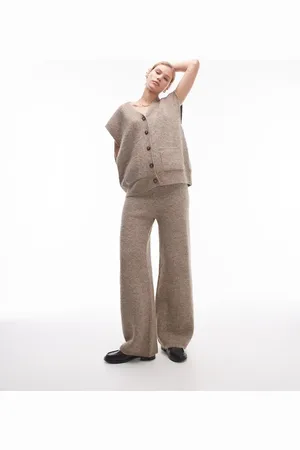 Topshop Knitted square knit pants in oat - part of a set