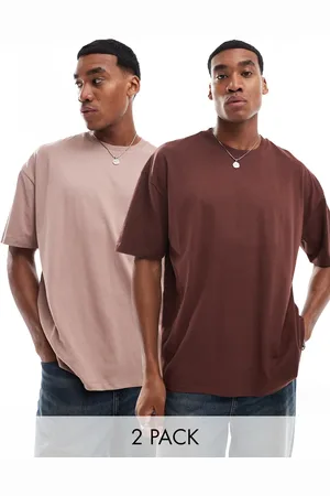 ASOS 2-pack oversized T-shirts in brown and pink