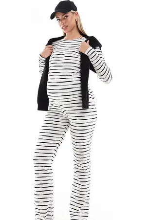 Mama;licious Mamalicious Maternity ribbed jersey flares in mono spacedye - part of a set