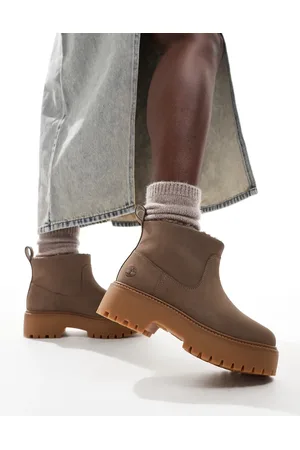 Timberland Stone street mid warm lined boots in taupe nubuck