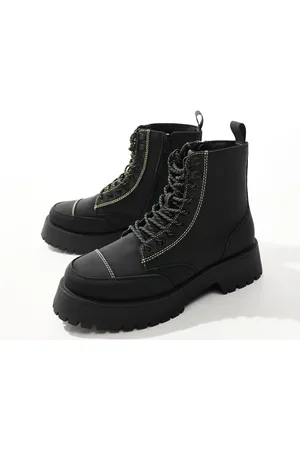 ASOS Lace-up boots in with chunky sole and contrast stitch