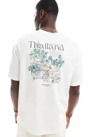 SELECTED Oversized T-shirt with thailand backprint in cream