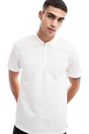 JACK & JONES Waffle zip-up polo in