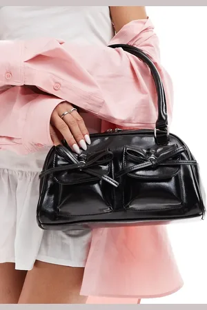 Glamorous Top handle bow detail pocket bag in patent