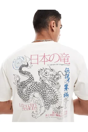 JACK & JONES Oversized T-shirt with dragon print in off