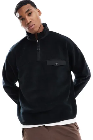 ASOS Oversized half zip fleece sweatshirt with chest pocket in