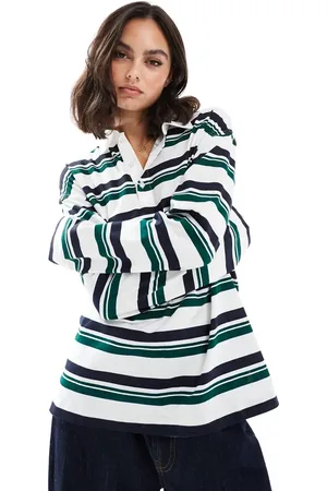 Bershka Oversized rugby top in stripe