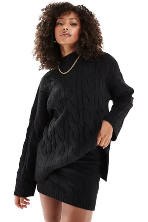 Pretty Lavish Cable knit roll neck sweater in - part of a set