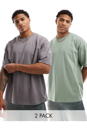 ASOS 2 pack oversized T-shirts in brown and khaki