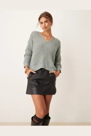 JDY Slouchy longline sweater with side split in light