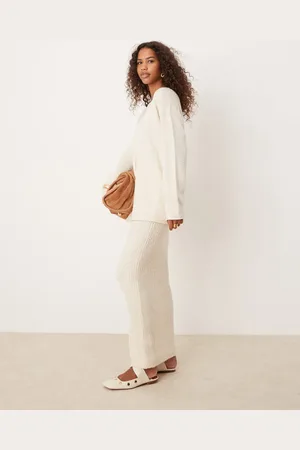 Glamorous Maxi skirt in cream knit - part of a set