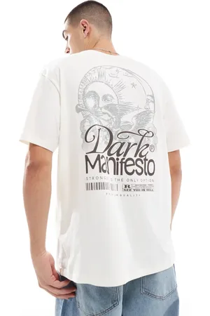 JACK & JONES Oversized T-shirt with dark manifesto backprint in off