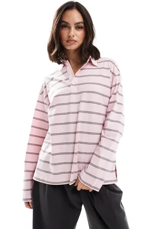 Bershka Oversized rugby top in stripe